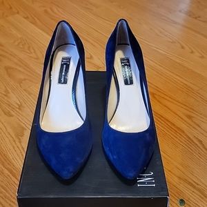 Navy blue heels, INC , SIZE 7 1/2,